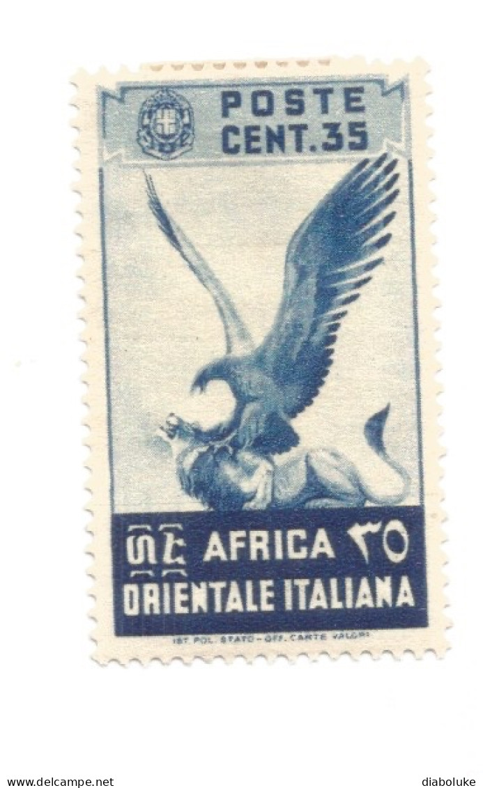 (COLONIE E POSSEDIMENTI) 1938, SOGGETTI VARI, 35c - Francobollo Nuovo (CAT. SASSONE N.9) - Africa Orientale Italiana