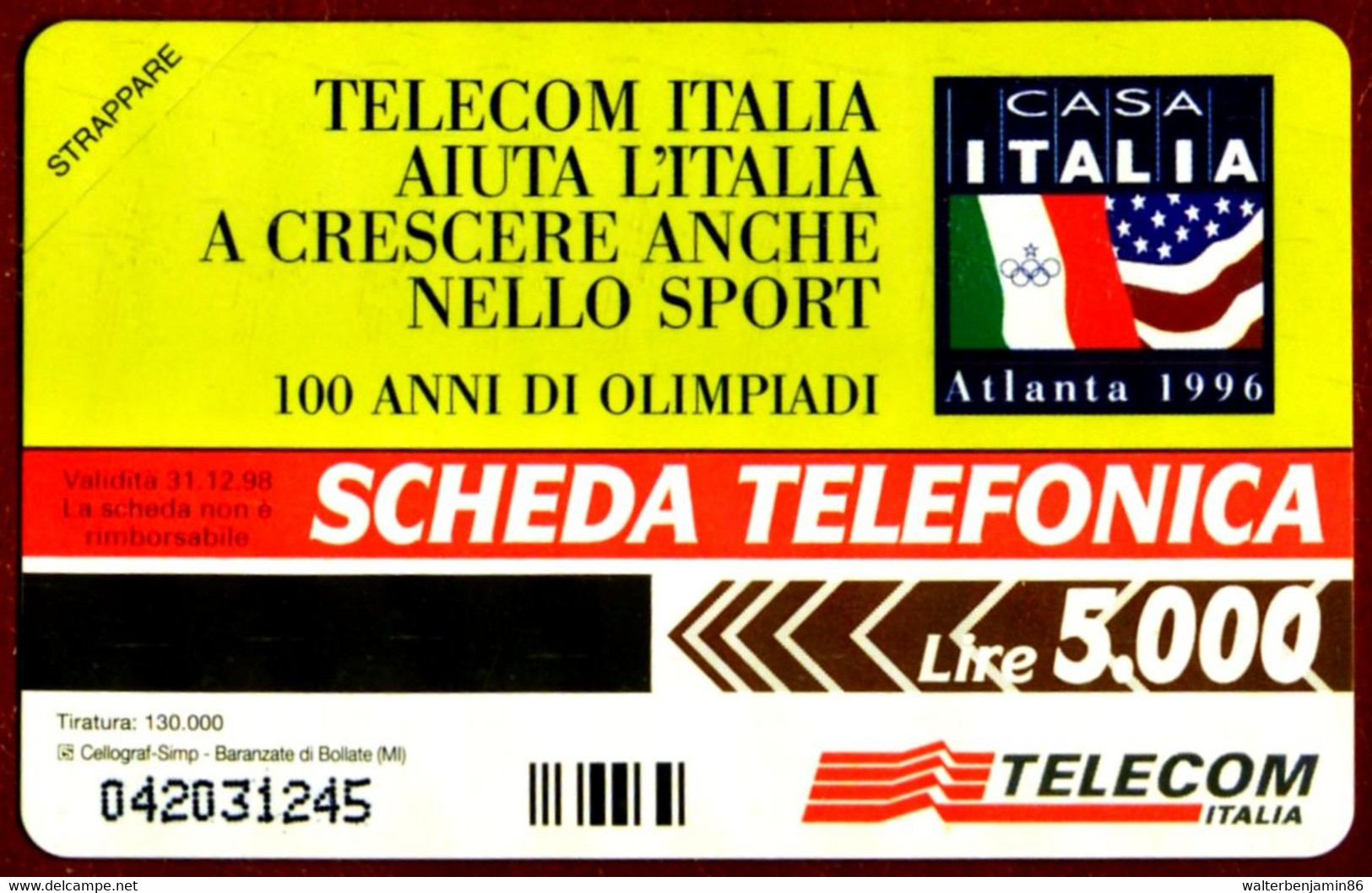 G 526 C&C 2591 SCHEDA TELEFONICA NUOVA MAGNETIZZATA OLIMPIADI ATLANTA 1996 - Öff. Gedenkausgaben