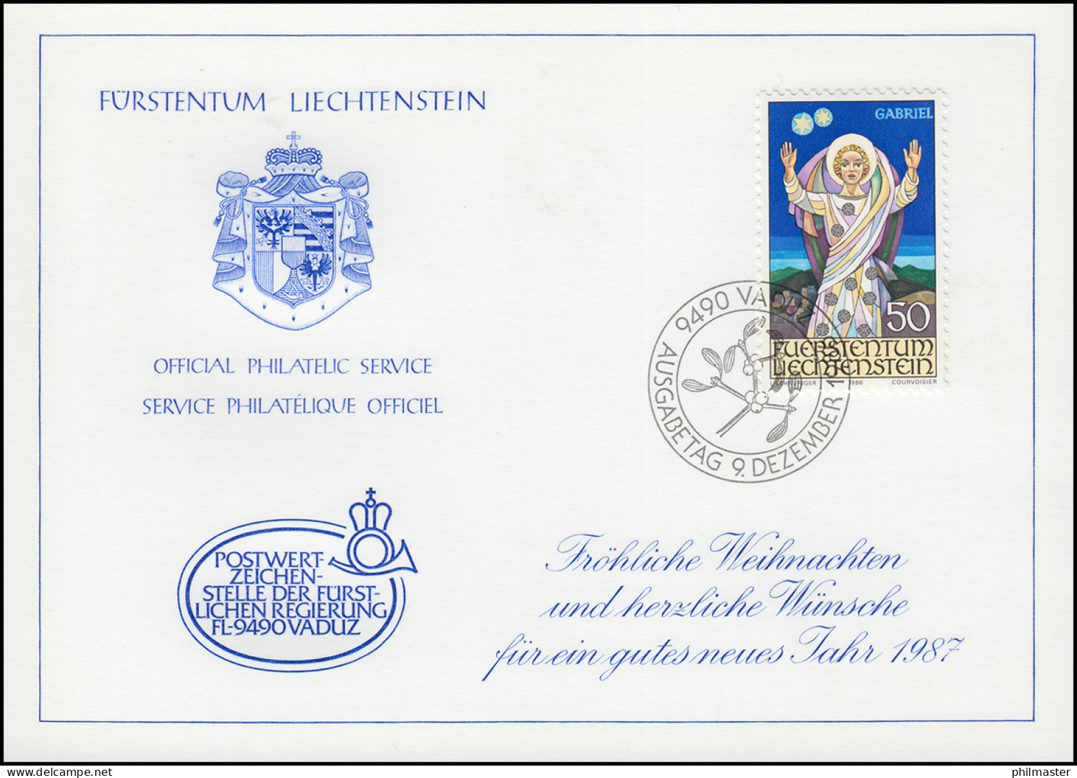 Liechtenstein 911 Weihnachten - Grußkarte Zum Jahreswechsel 1987 - Maximum Cards