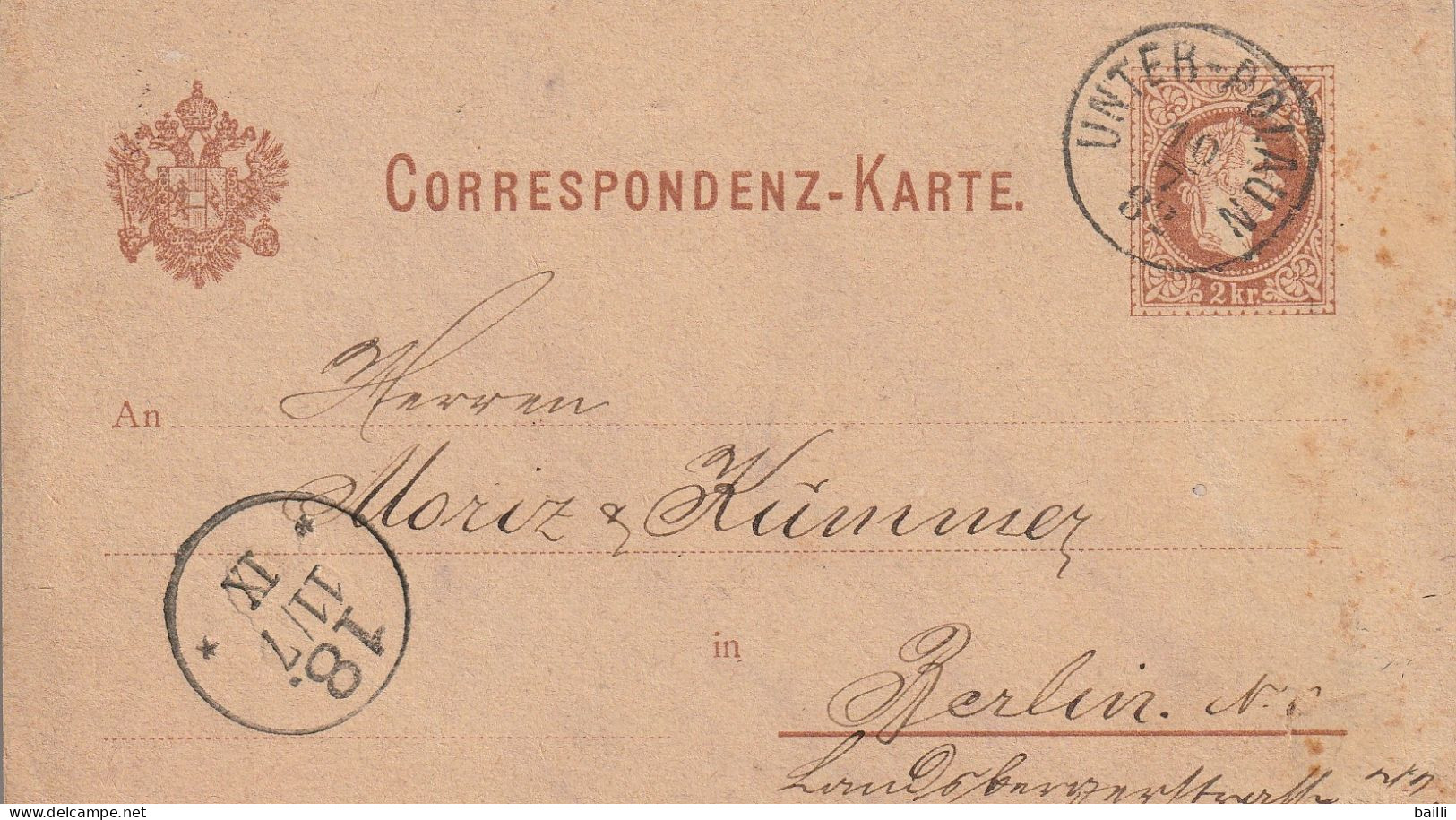 Autriche Entier Postal Unter - Polaun 1882 - Postkarten