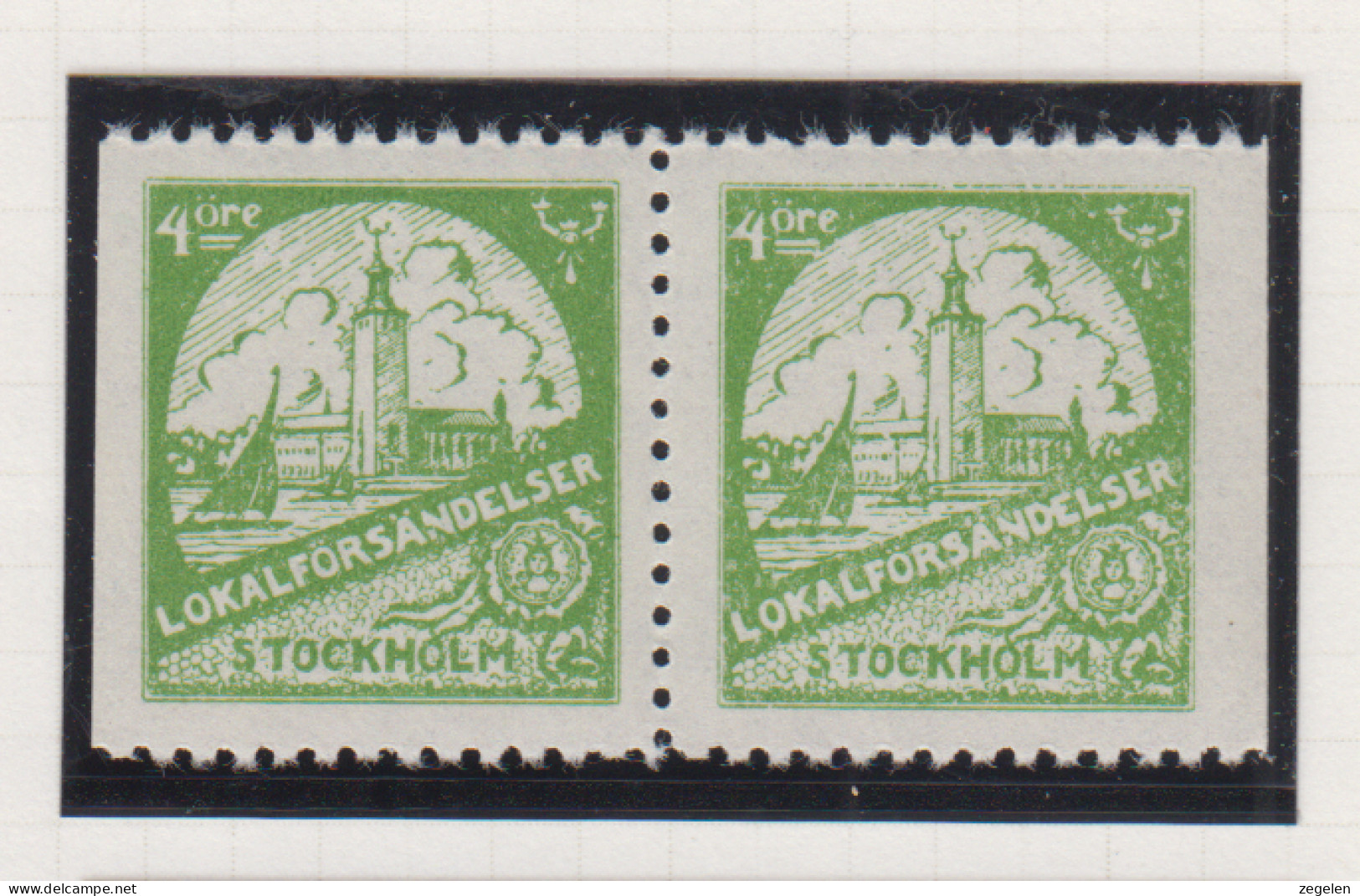 Zweden Lokale Zegel Cat. Facit Sverige 2000 Private Lokaalpost Stockholm Lokalförsändelser 2 Paar Links Of Rechts Ongeta - Local Post Stamps