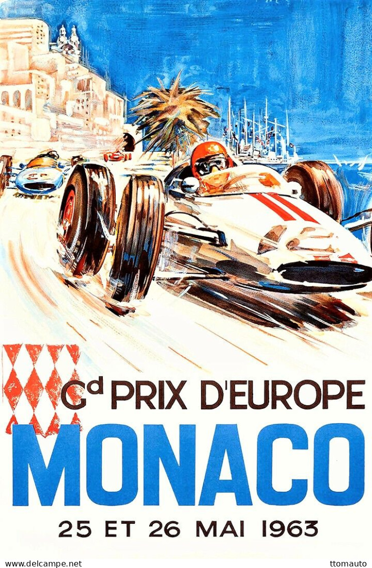 Monaco Grand Prix 1963  -  Reproduction D'affiche Publicité D'epoque  -  Carte Postale - Grand Prix / F1