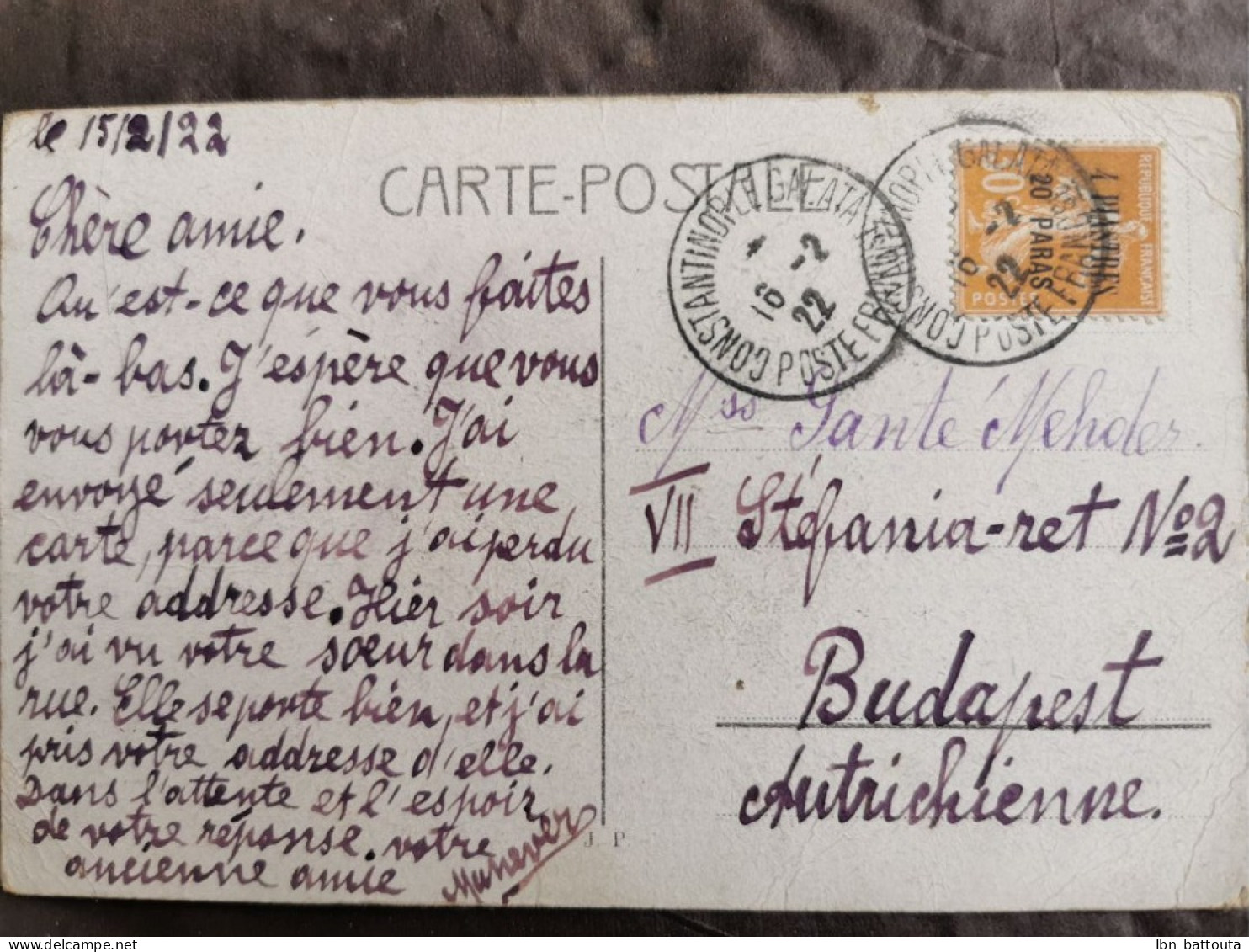 1921, CPA Affranchie De Semeuse Surchargé - Lettres & Documents