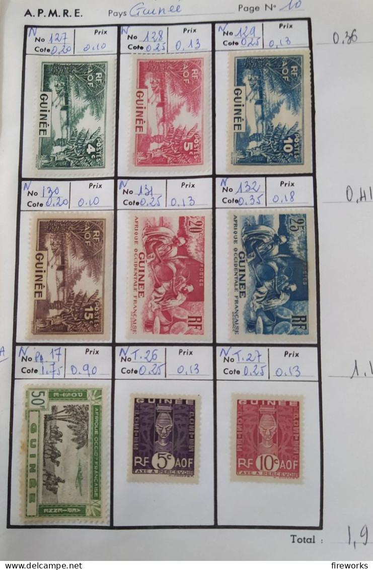 145 Timbres Colonies Françaises (AOF - Dahomey - Guinée - Cameroun)