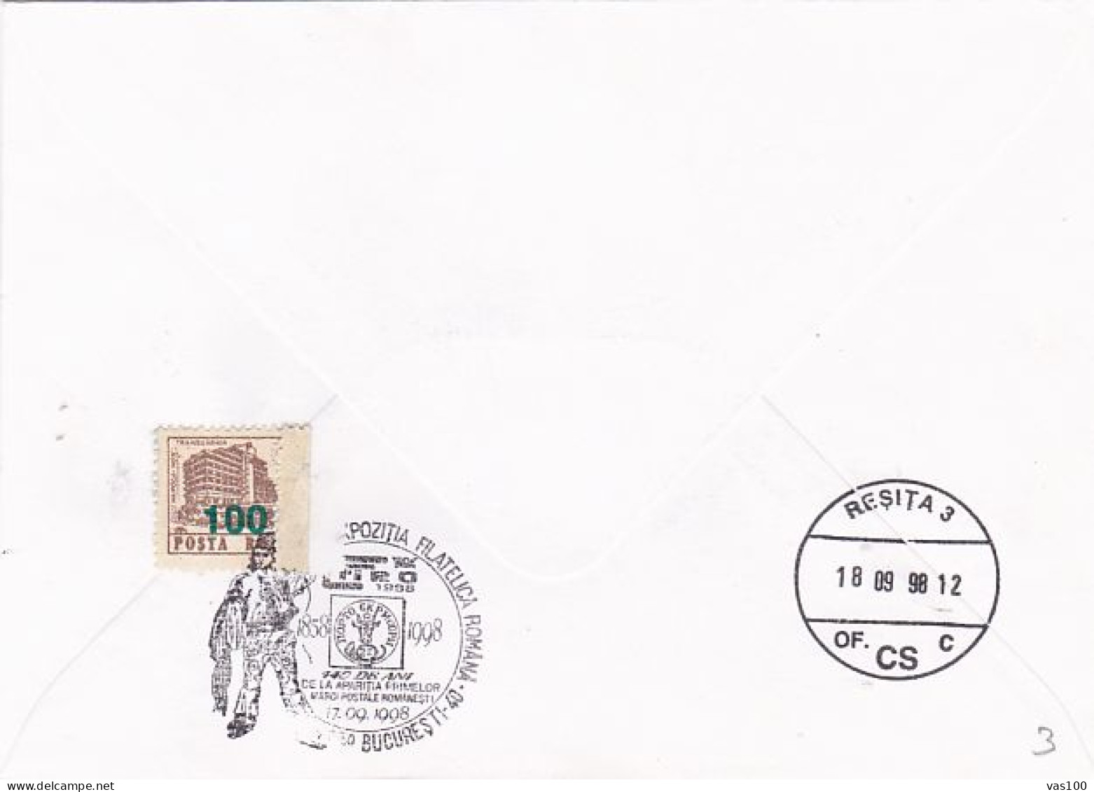 FIRST ROMANIAN STAMP ANNIVERSARY, BULL'S HEAD, OVERPRINT STAMP, SPECIAL COVER, 1998, ROMANIA - Storia Postale