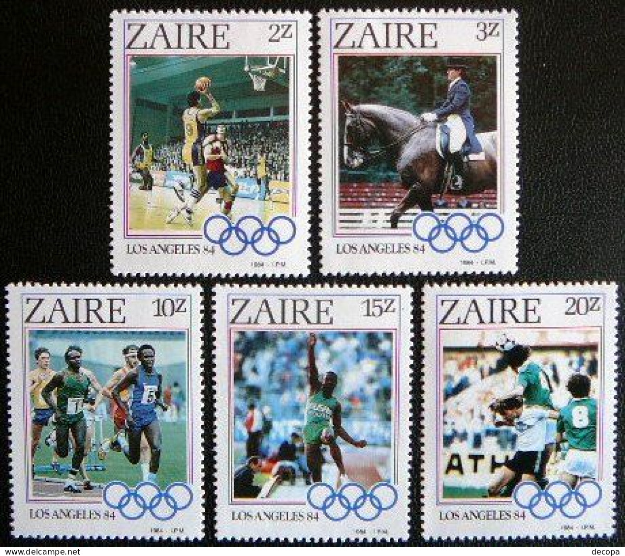 (dcos-360) Zaire    Mi 861-65     Yvert    1169-72      MNH  1984 - Ete 1984: Los Angeles