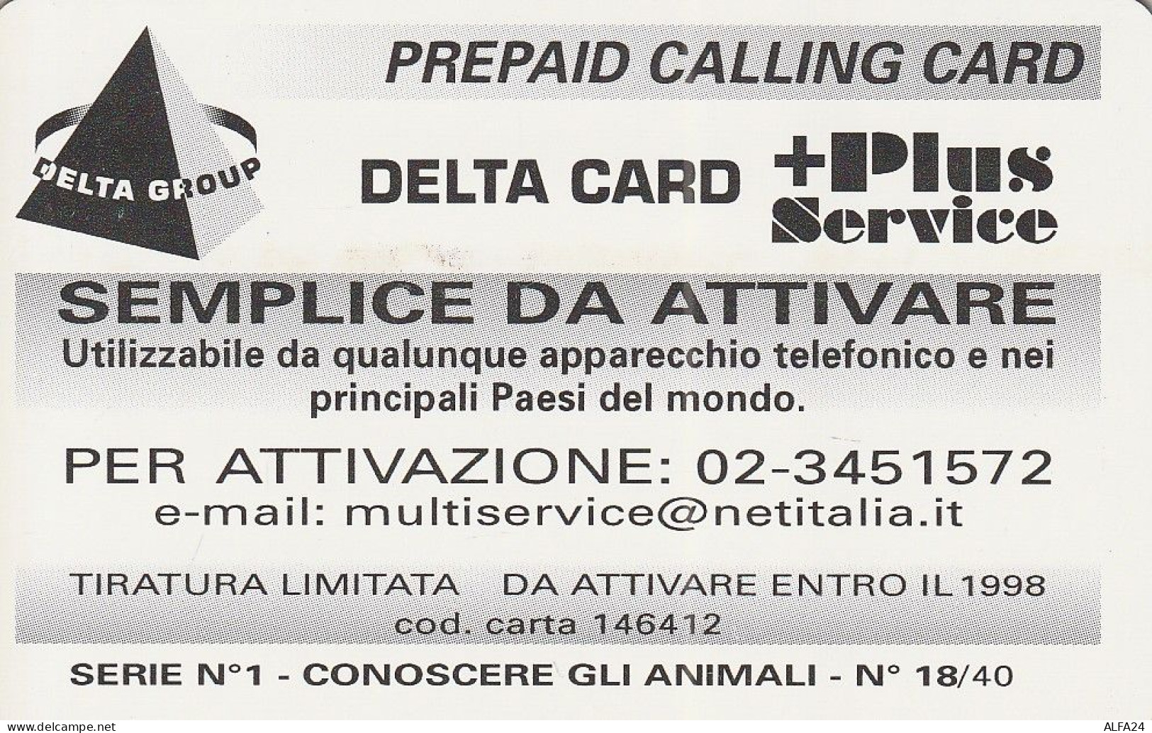 PREPAID PHONE CARD ITALIA  (CZ189 - Schede GSM, Prepagate & Ricariche