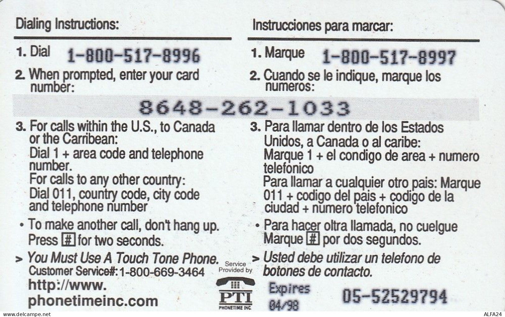 PREPAID PHONE CARD USA  (CZ117 - Altri & Non Classificati