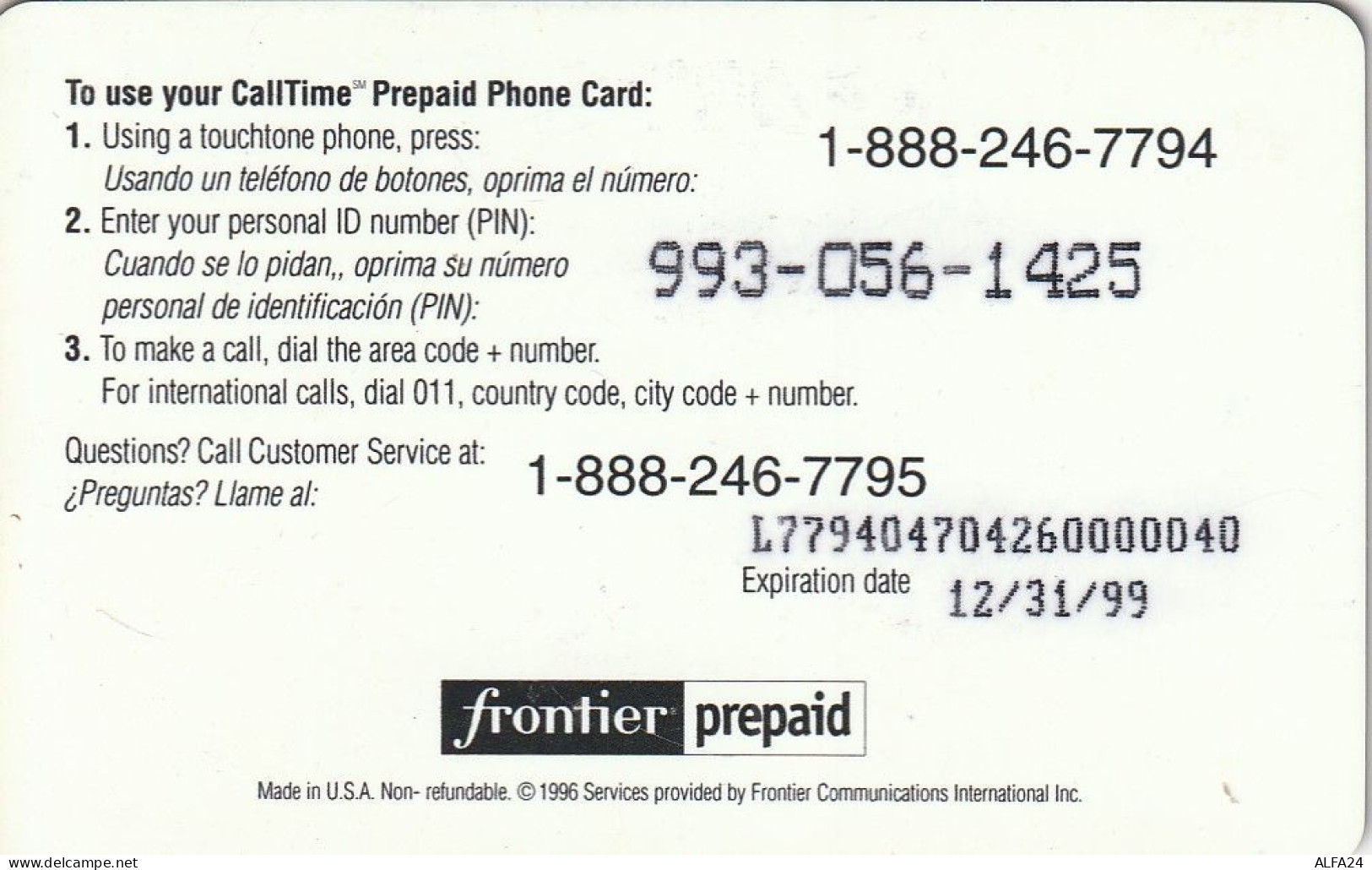 PREPAID PHONE CARD USA  (CZ43 - Sonstige & Ohne Zuordnung