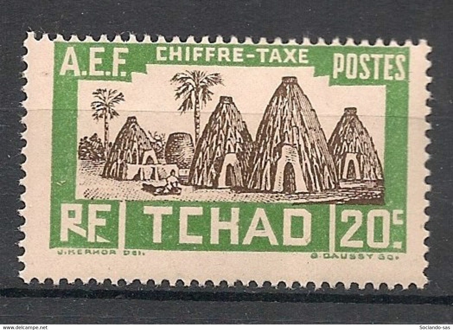 TCHAD - 1930 - Taxe TT N°YT. 14 - Village 20c - Neuf Luxe ** / MNH / Postfrisch - Unused Stamps