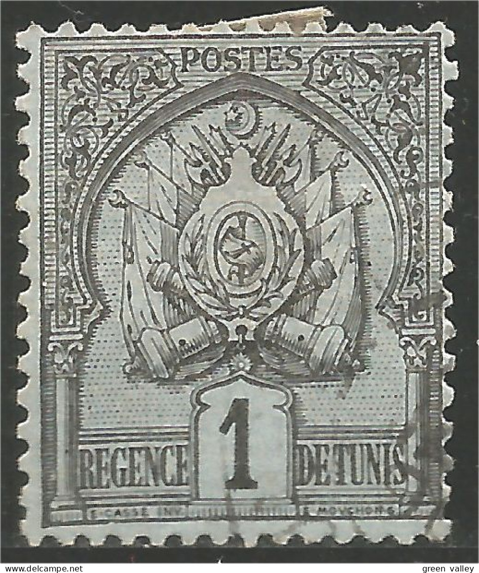 888 Tunisie Régence Tunis 1c Noir Sur Azur MH * Neuf CH (TUN-112) - Unused Stamps