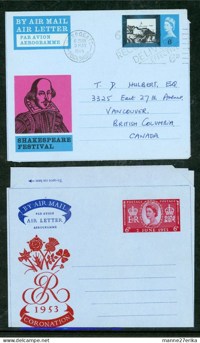 Great Britain Airmail Letter 1953 And 1964 - Briefe U. Dokumente