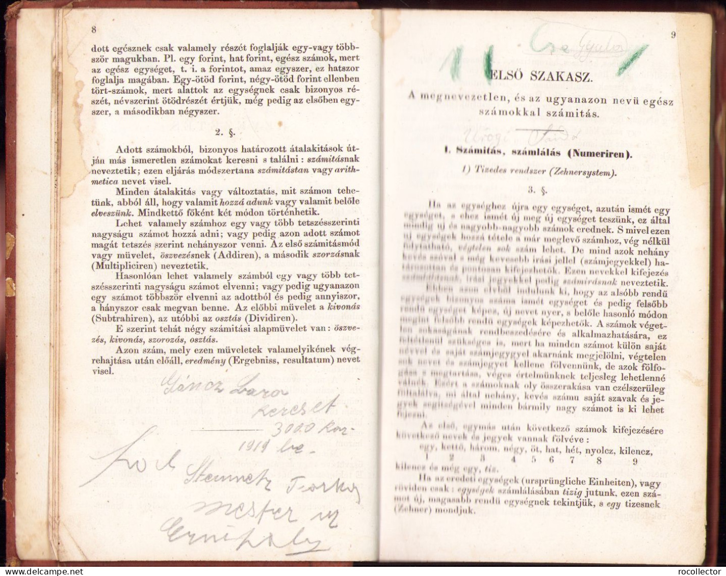 Számitástan (Arithmetica) Alsó Gymnasiumok Számára Irta Mocnik Ferencz, 1865, Pest 377SP - Old Books