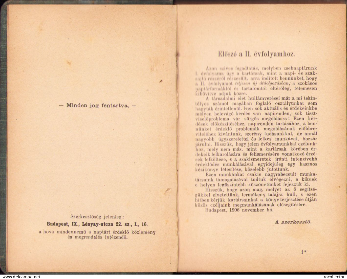Pénzintézeti Tisztviselők Zsebnaptára 1907 356SP - Old Books