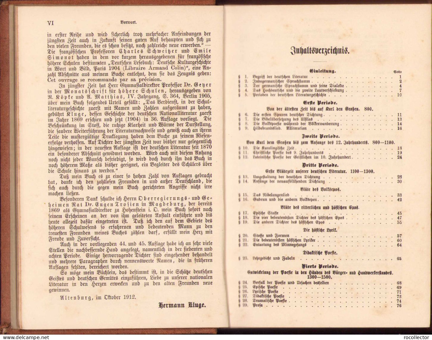 Geschichte Der Deutschen National-Literatur Von Hermann Kluge, 1913, Altenburg 216SP - Alte Bücher