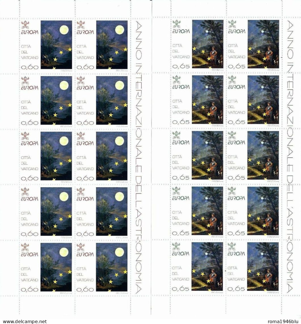 VATICANO 2009 EUROPA ANNO INTERNAZIONALE  DELL'ASTRONOMIA 2 MINIFOGLI ** MNH - Blokken & Velletjes