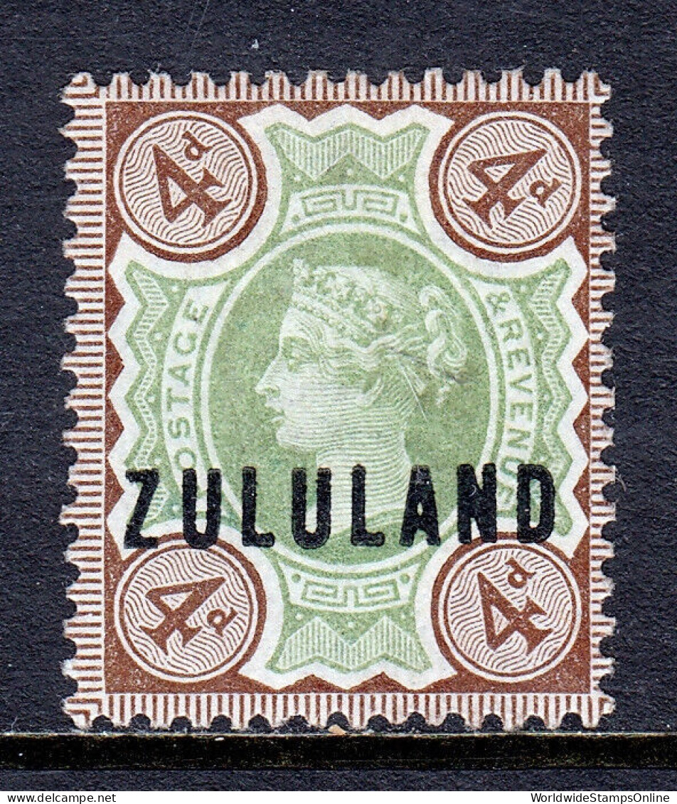 ZULULAND — SCOTT 6 — 1888 4d QV OVERPRINT — MH — SCV $60 - Zululand (1888-1902)