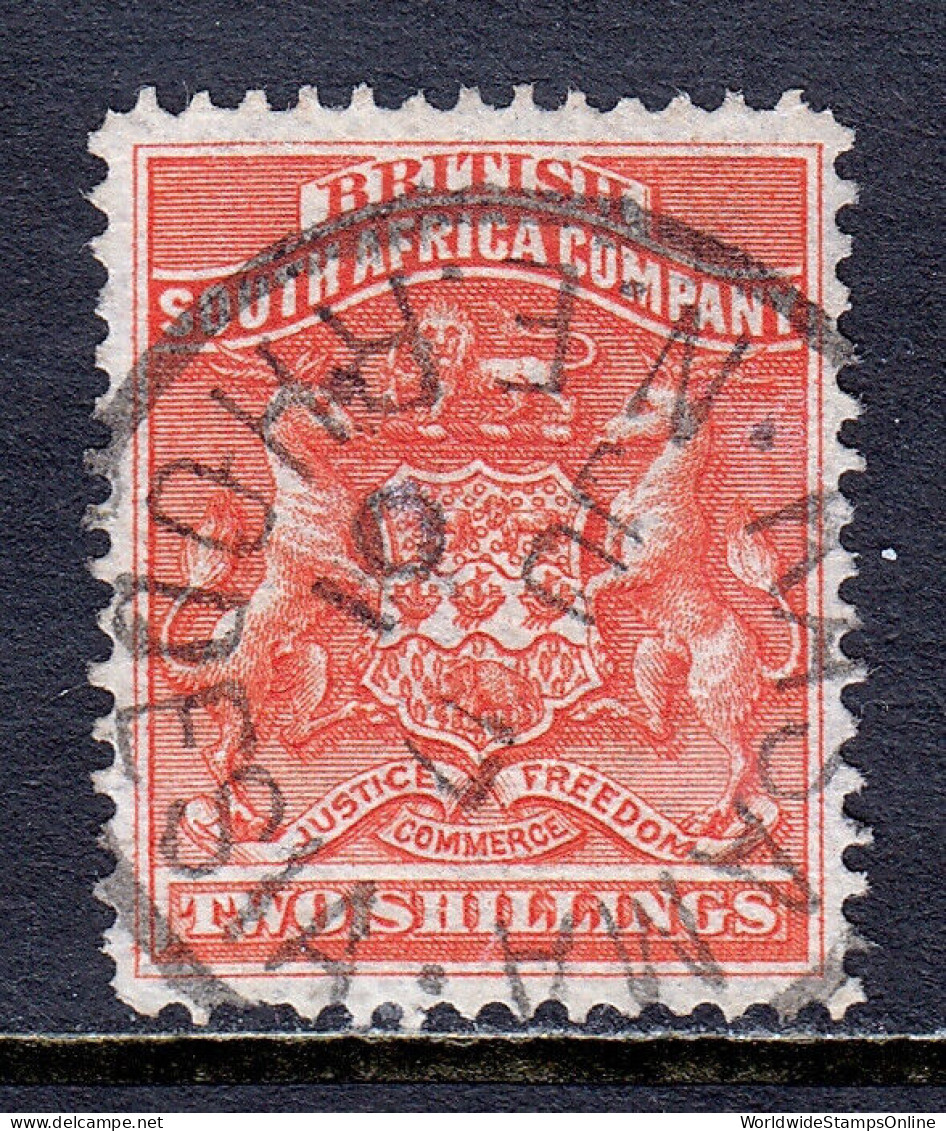 RHODESIA — SCOTT 10 — 1890 2/- VERMILION ARMS, KASAMA CDS — USED — SCV $38 - Nordrhodesien (...-1963)