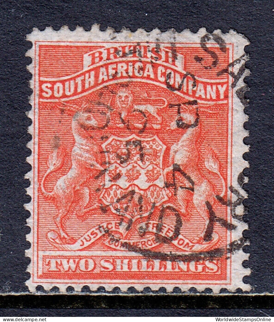 RHODESIA — SCOTT 10 — 1890 2/- VERMILION ARMS — USED — SCV $38 - Rodesia Del Norte (...-1963)