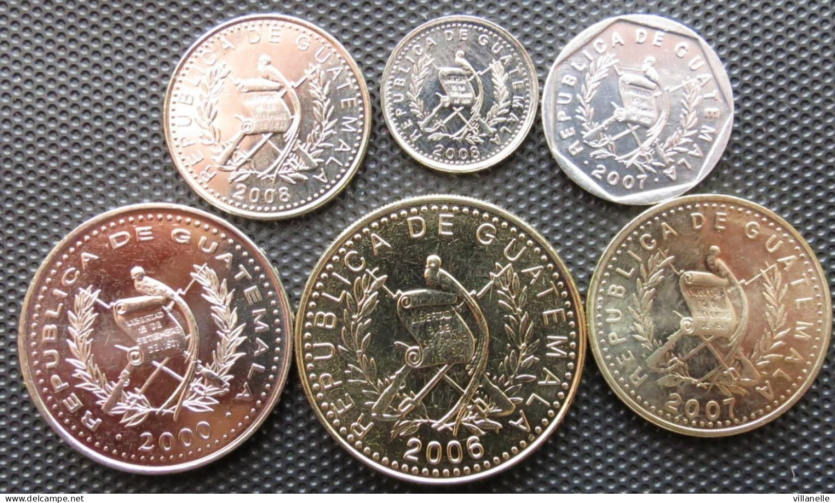 Guatemala Set 1 5 10 25 50 Centavos 1 Quetzal 2000 2006 2007 2008  UNC ºº - Guatemala