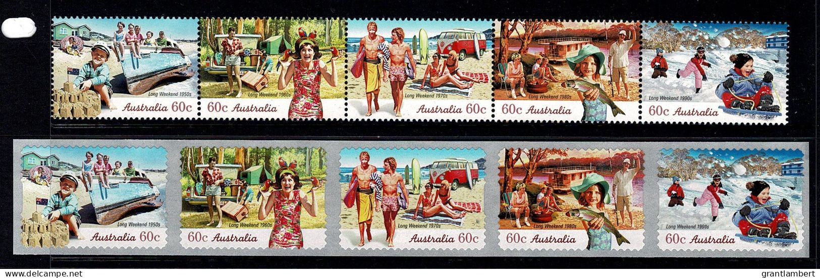 Australia 2010 Long Weekend Set Of 5 + Self-adhesive Strip MNH - Ongebruikt