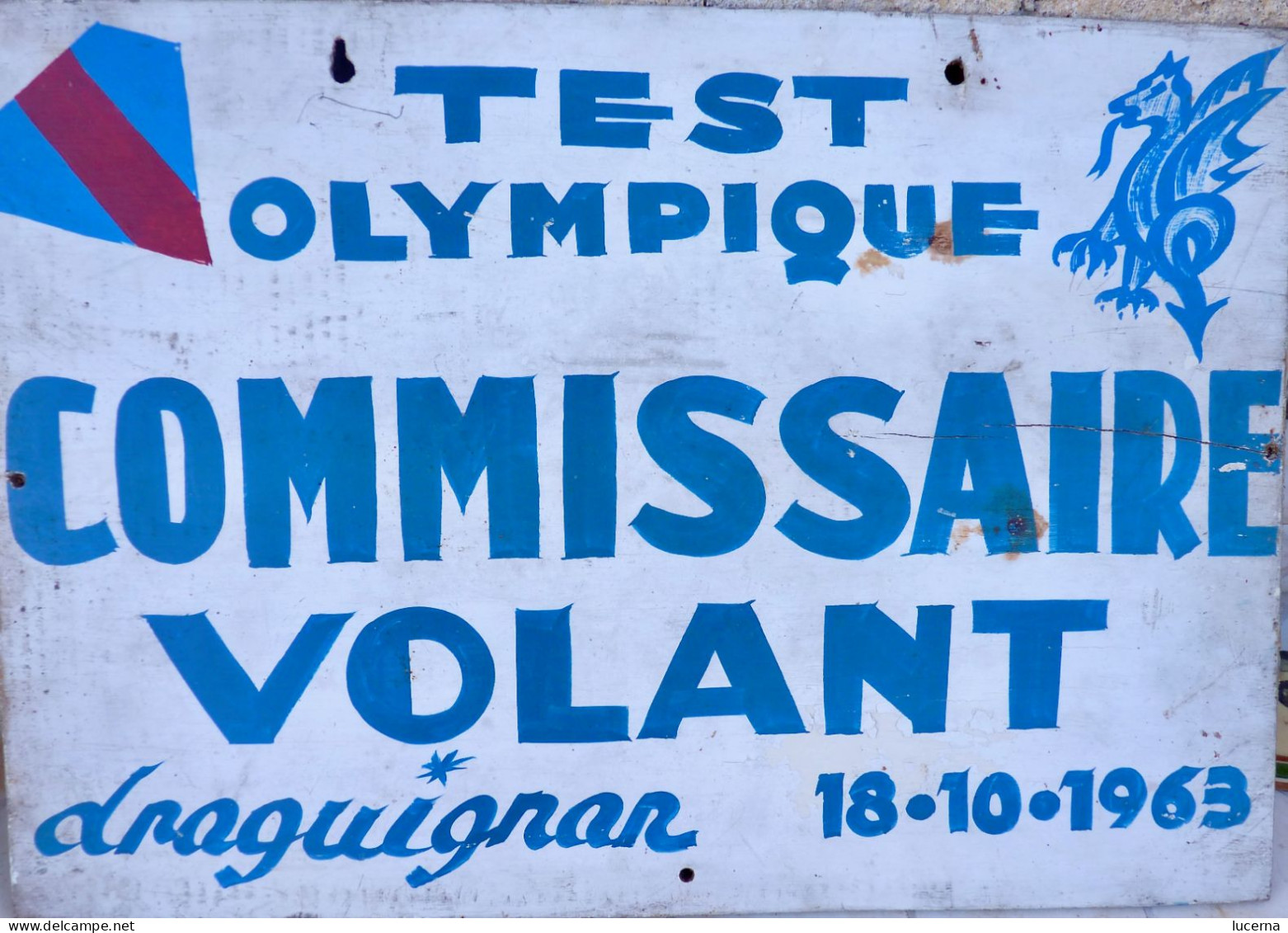 Panneau Test Olympique Commissaire Volant 1963 - Bekleidung, Souvenirs Und Sonstige