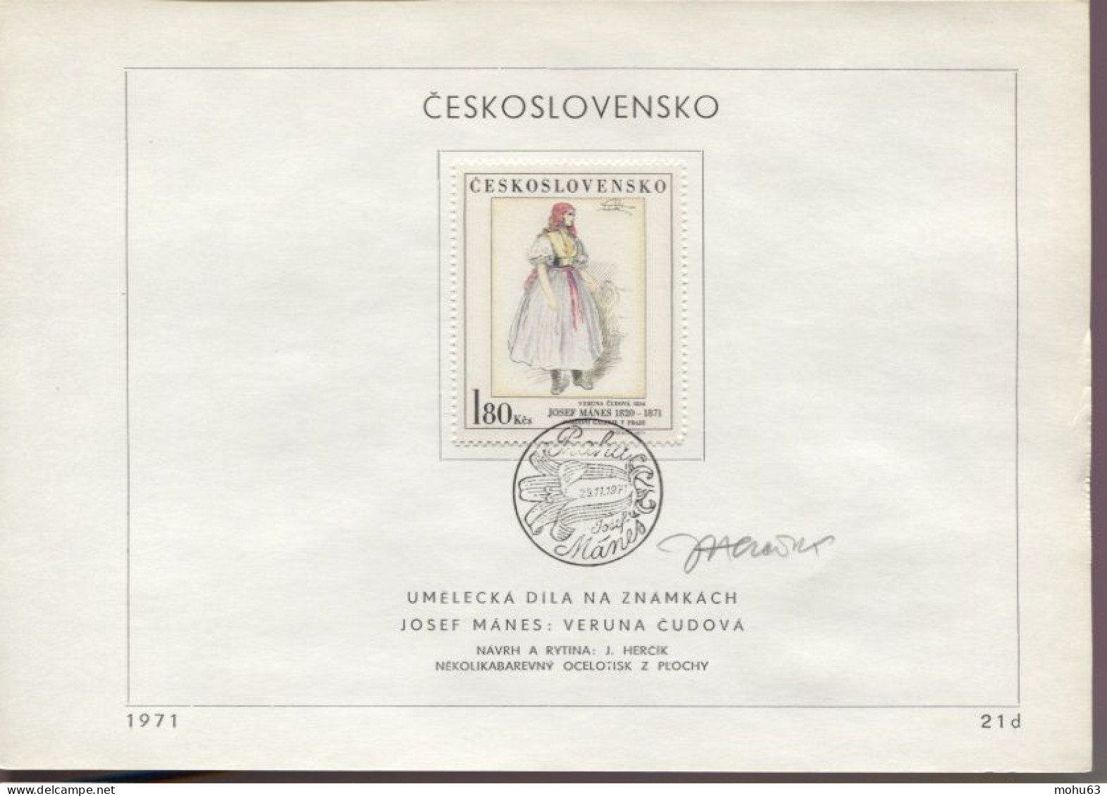 Tschechoslowakei # 2035 Offizielles Ersttagsblatt Original-Autogramm J. Hercik Briefmarkenentwerfer - Briefe U. Dokumente