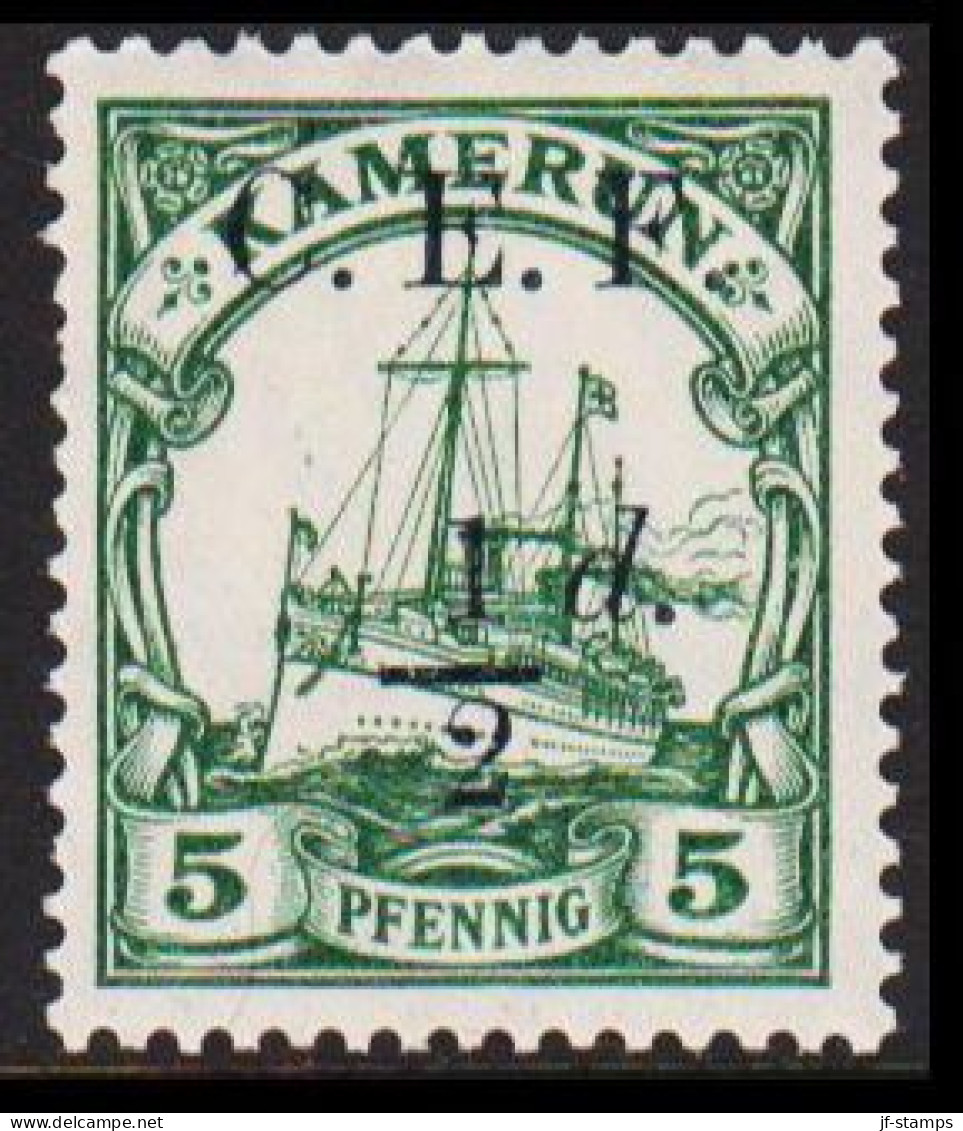 1915. DEUTSCHE KOLONIEN, KAMERUN. Britische Besetzung. KAMERUN 5 Pf. Kaiserjacht SMS Hohenzolle... (Michel 2) - JF544173 - Cameroun