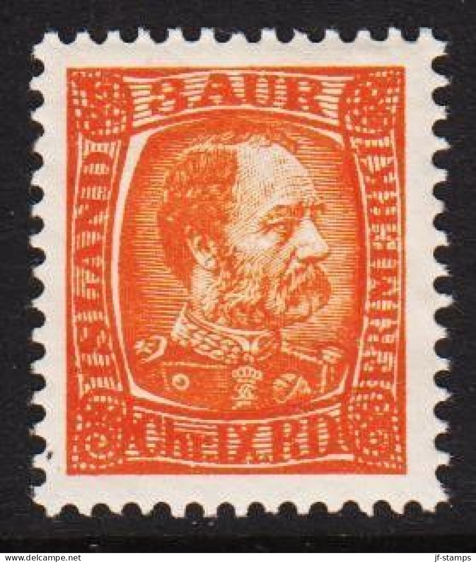 __1902. ISLAND. King Christian IX. 3 Aur Orange Hinged, Beautiful Centering. (Michel 35) - JF544350 - Unused Stamps