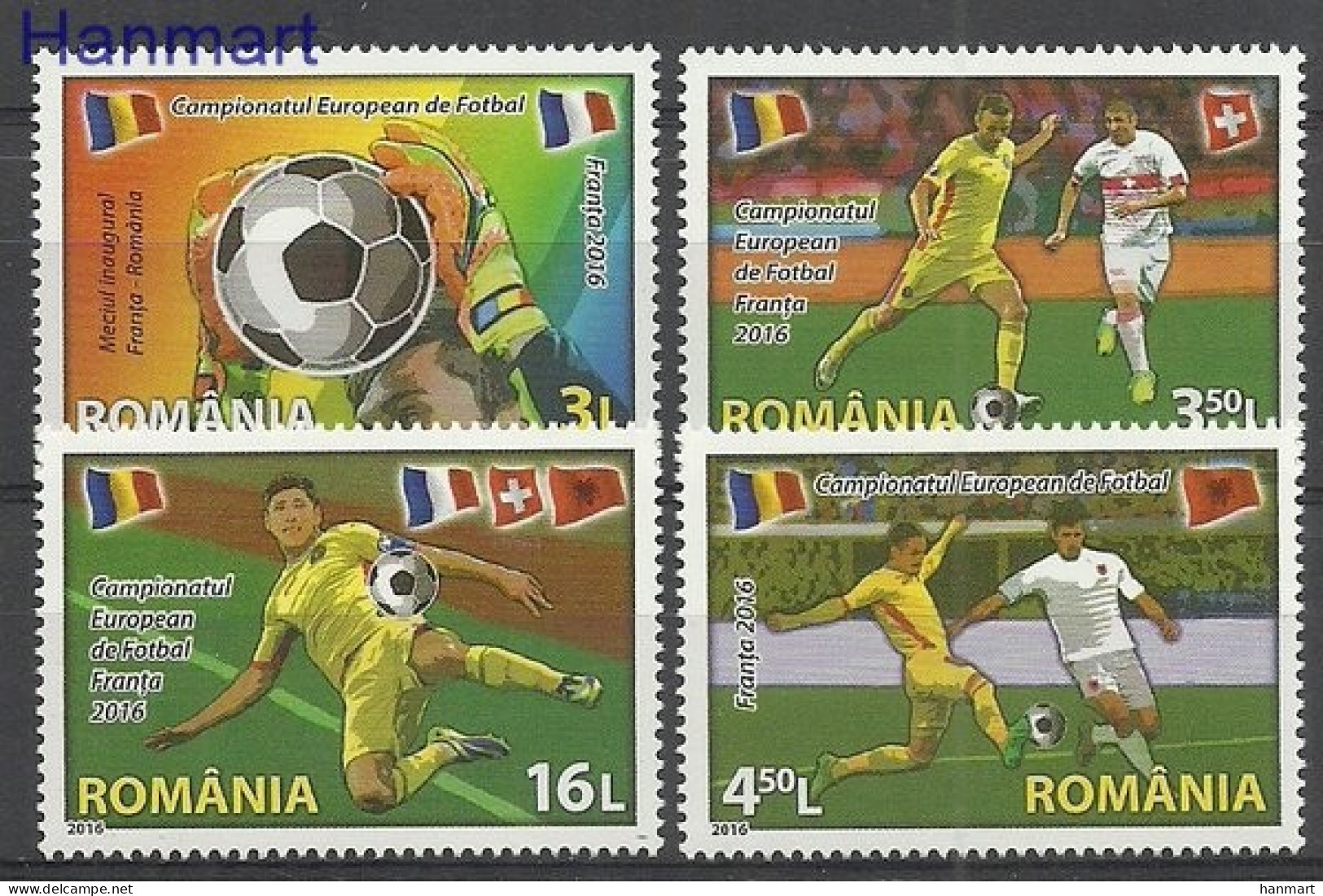 Romania 2016 Mi 7081-7084 MNH  (ZE4 RMN7081-7084) - Europees Kampioenschap (UEFA)