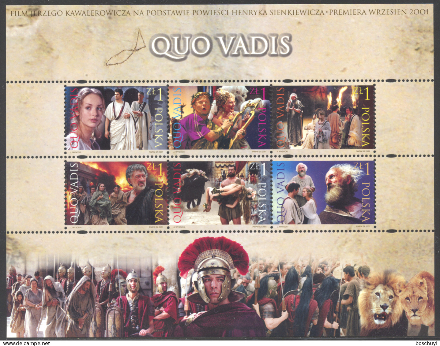 Poland, 2001, Quo Vadis, Movies, Film, Cinema, Roman, MNH, Michel Block 146 - Nuevos