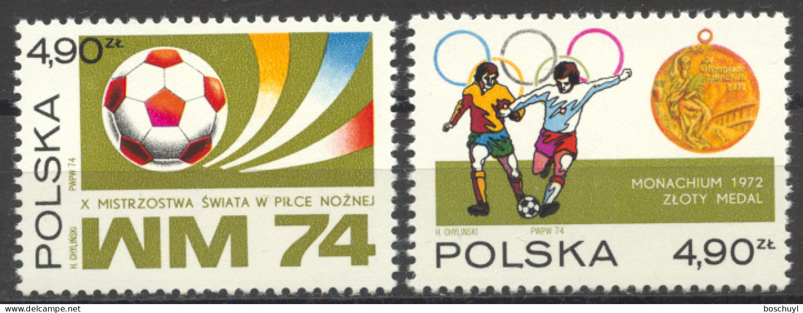Poland, 1974, Soccer World Cup Germany, Football, Sports, Olympics, MNH, Michel 2315-2316 - Unused Stamps