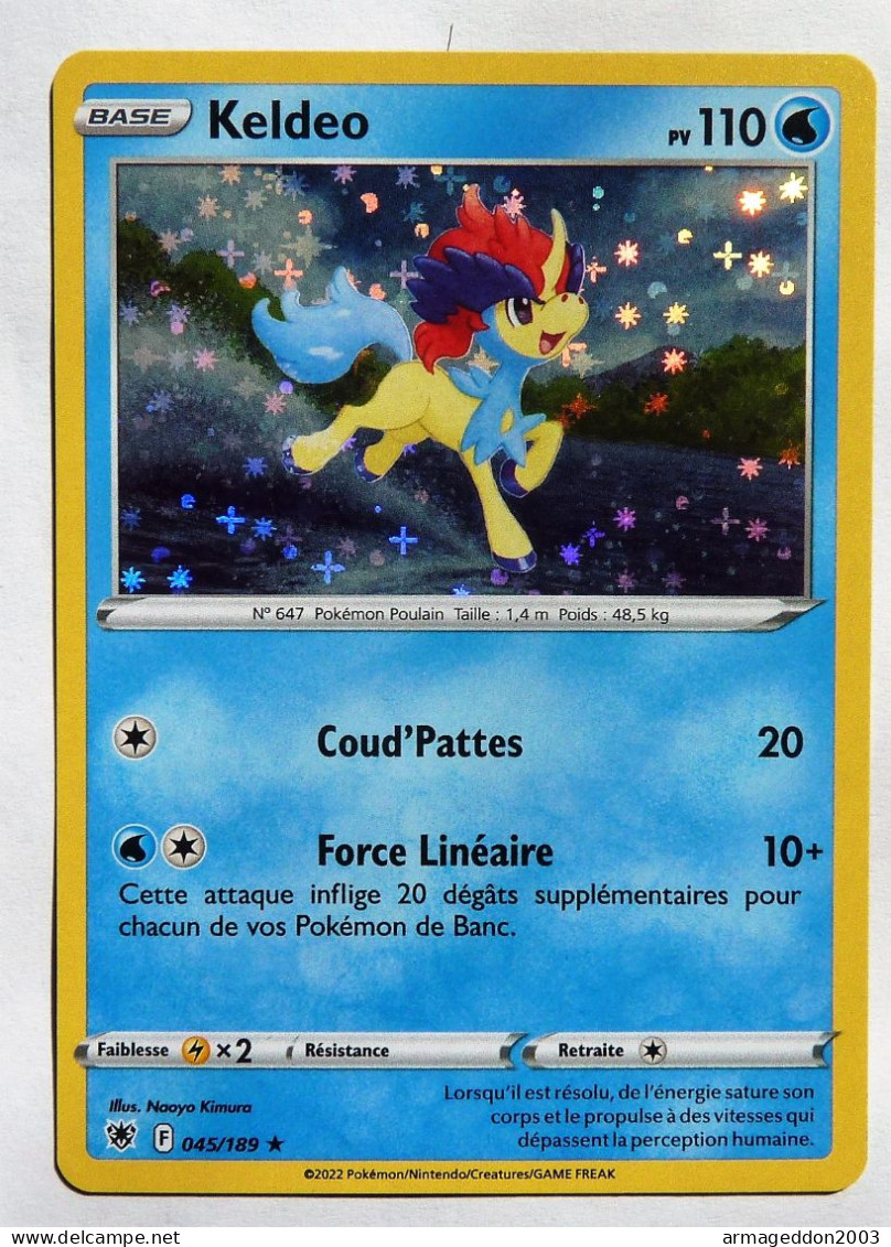 Carte Pokémon KELDEO 045/189 Holo PROMO POINT Epée Et Bouclier 10 TBE FR. 2022 - Spada E Scudo