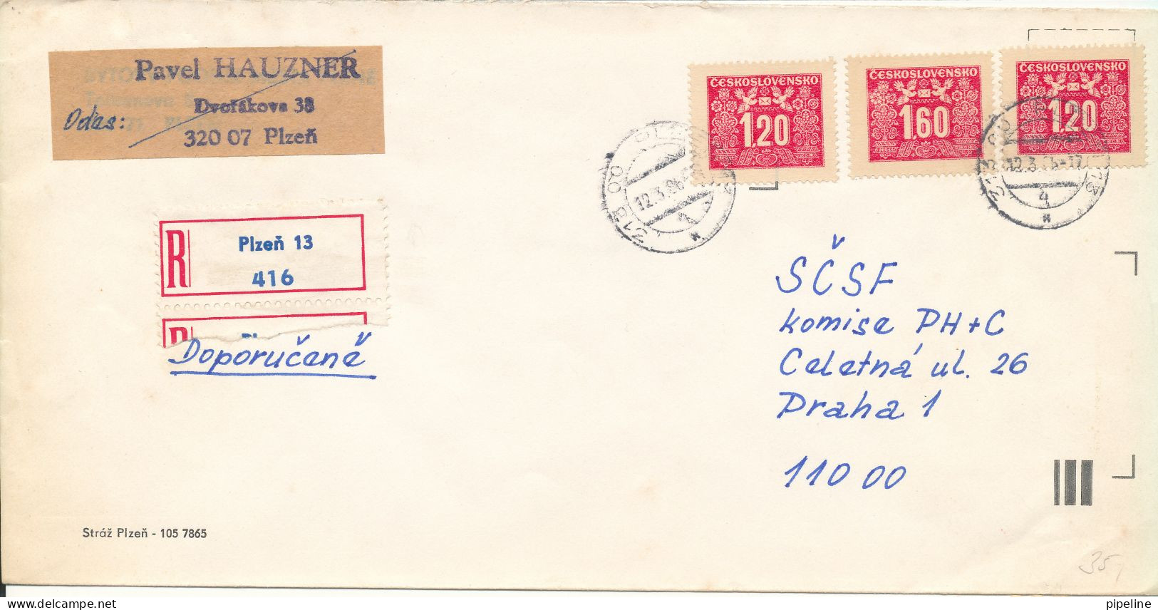 Czechoslovakia Registered Cover 12-3-1986 ??? - Covers & Documents
