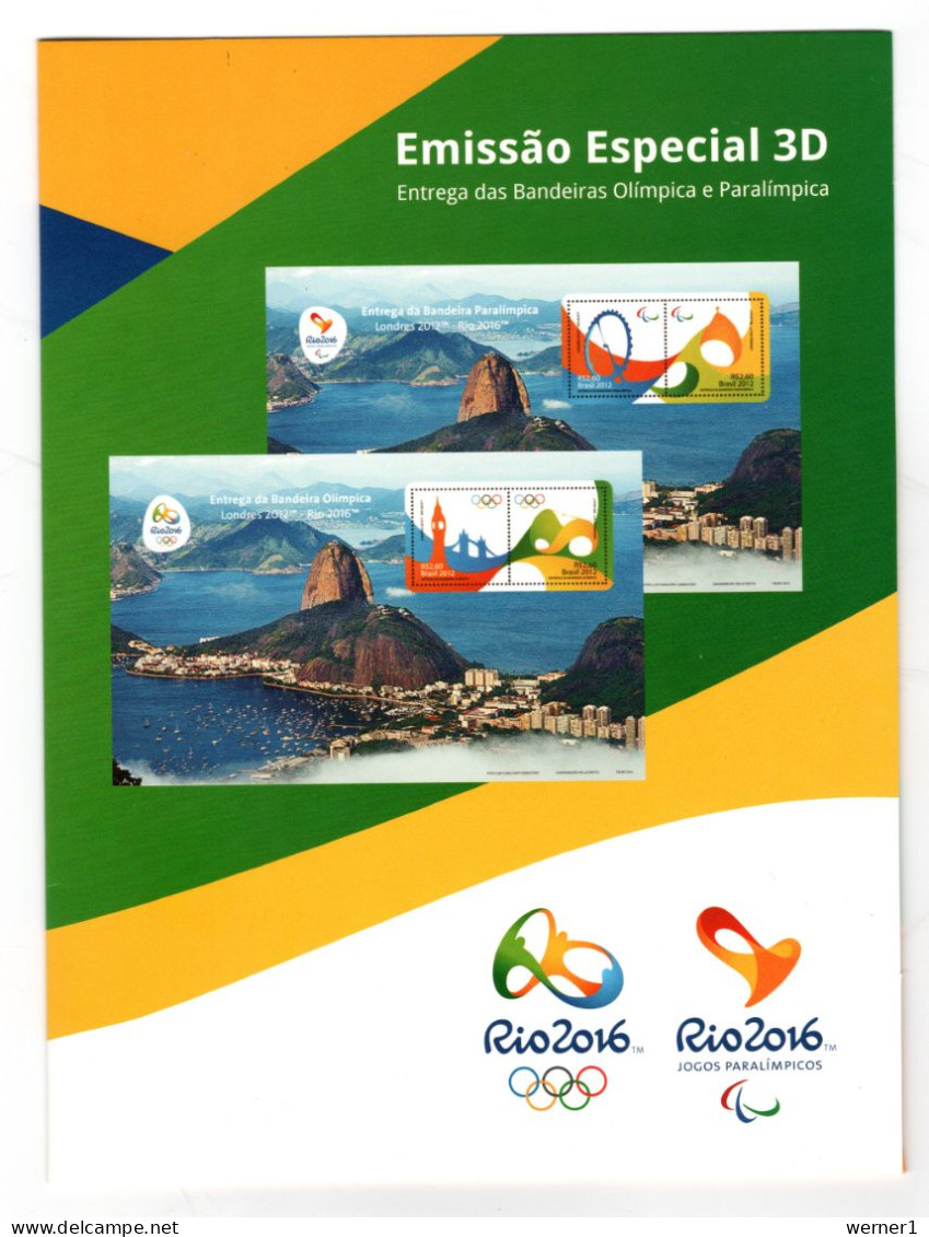 Brazil 2015 Olympic Games And Paralympic Games Rio De Janeiro 2 Special Issues In 3D In Folder MNH - Sommer 2016: Rio De Janeiro