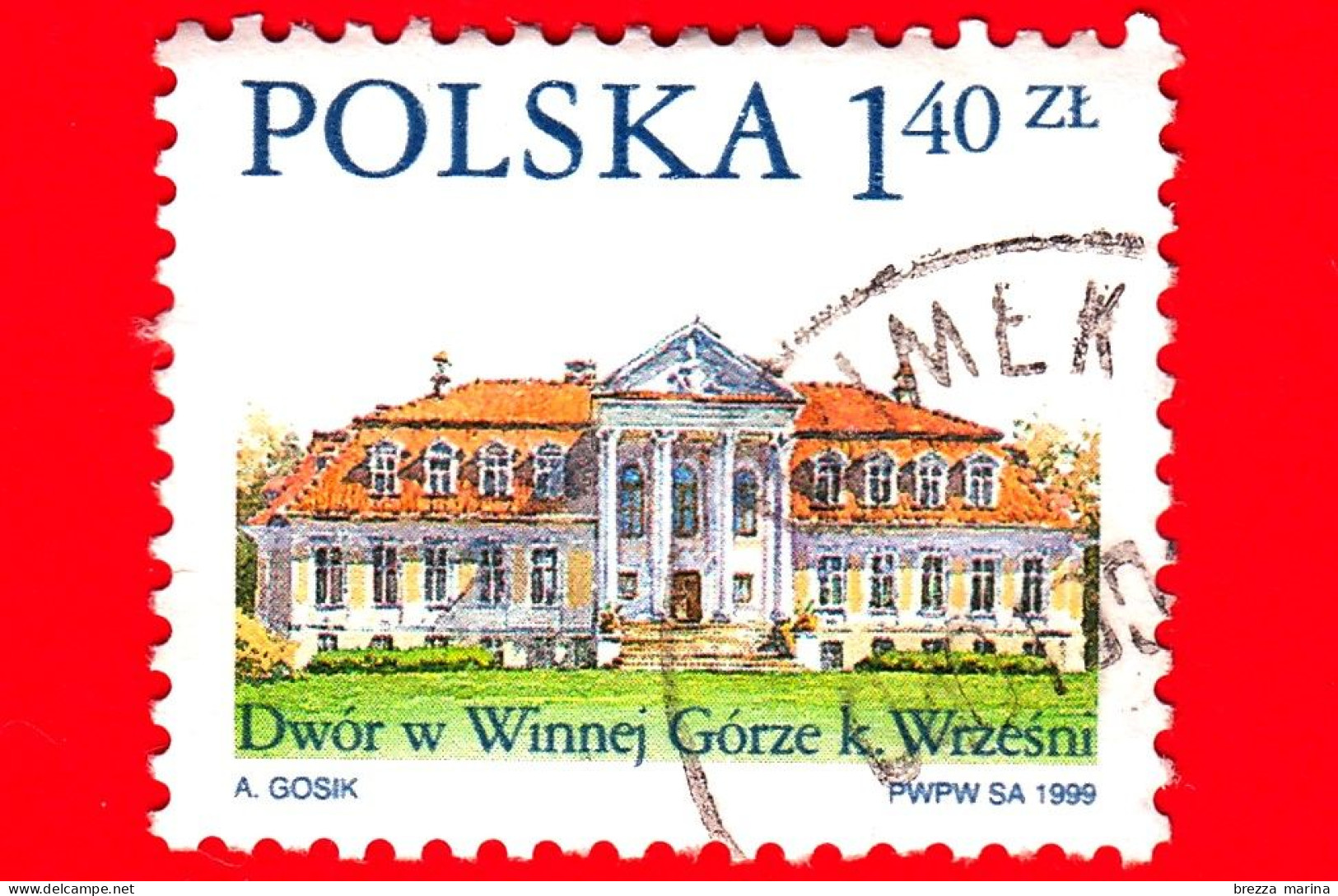 POLONIA - POLSKA - Usato - 1999 - Case Di Campagna - Architettura - Winna Gora - 1.40 - Used Stamps