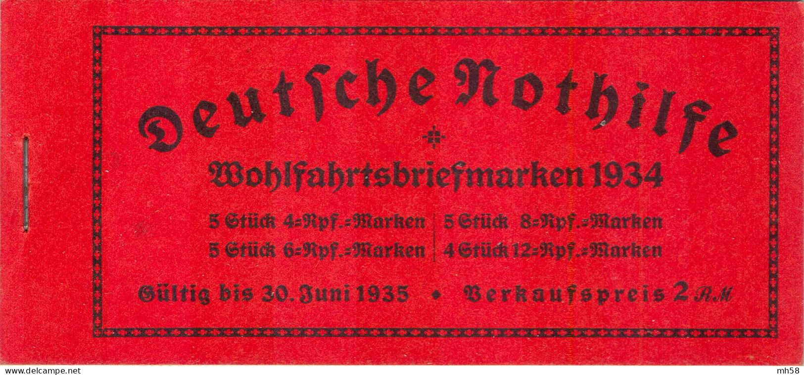 REICH 1934 - MH 40.2 Markenheftchen / Carnet / Booklet ** - Berufsstände Nothilfe - Carnets