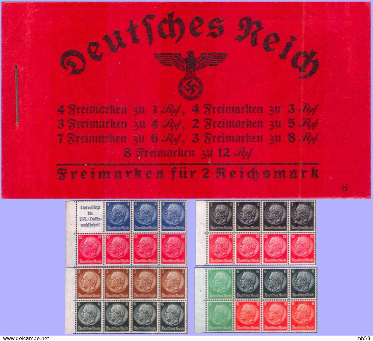 REICH 1937 - MH 37.4 ONr. 8 Markenheftchen / Carnet / Booklet ** - Hindenburg - Carnets