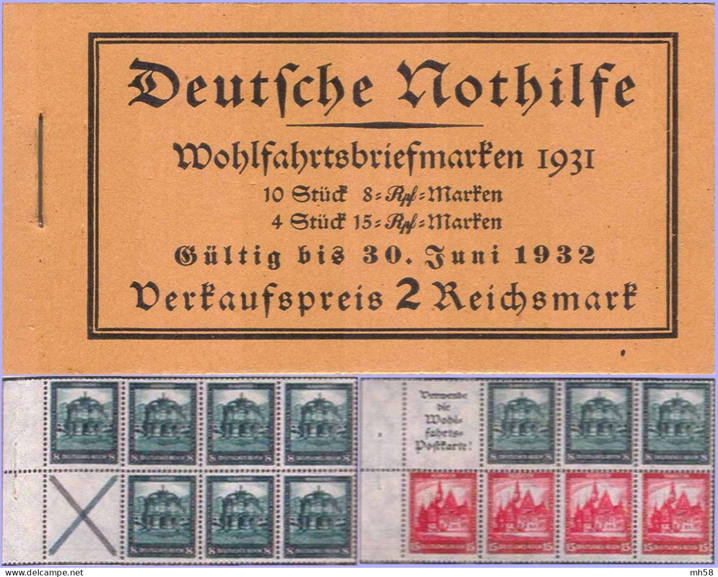 REICH 1931 - MH 30.2 Markenheftchen / Carnet / Booklet ** - Bauwerke Nothilfe - Booklets & Se-tenant