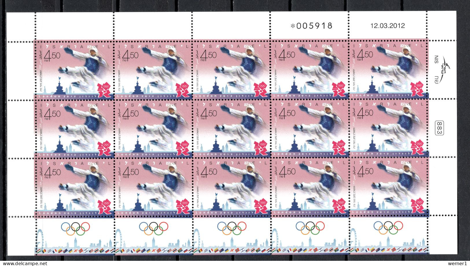 Israel 2012 Olympic Games London, Taekwondo Etc. Set Of 3 Sheetlets MNH - Sommer 2012: London