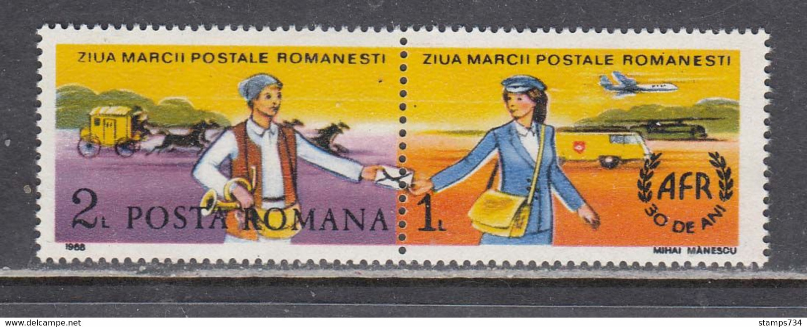 Romania 1988 - Day Of The Stamp, Mi-Nr. 4508Zf., MNH** - Ungebraucht