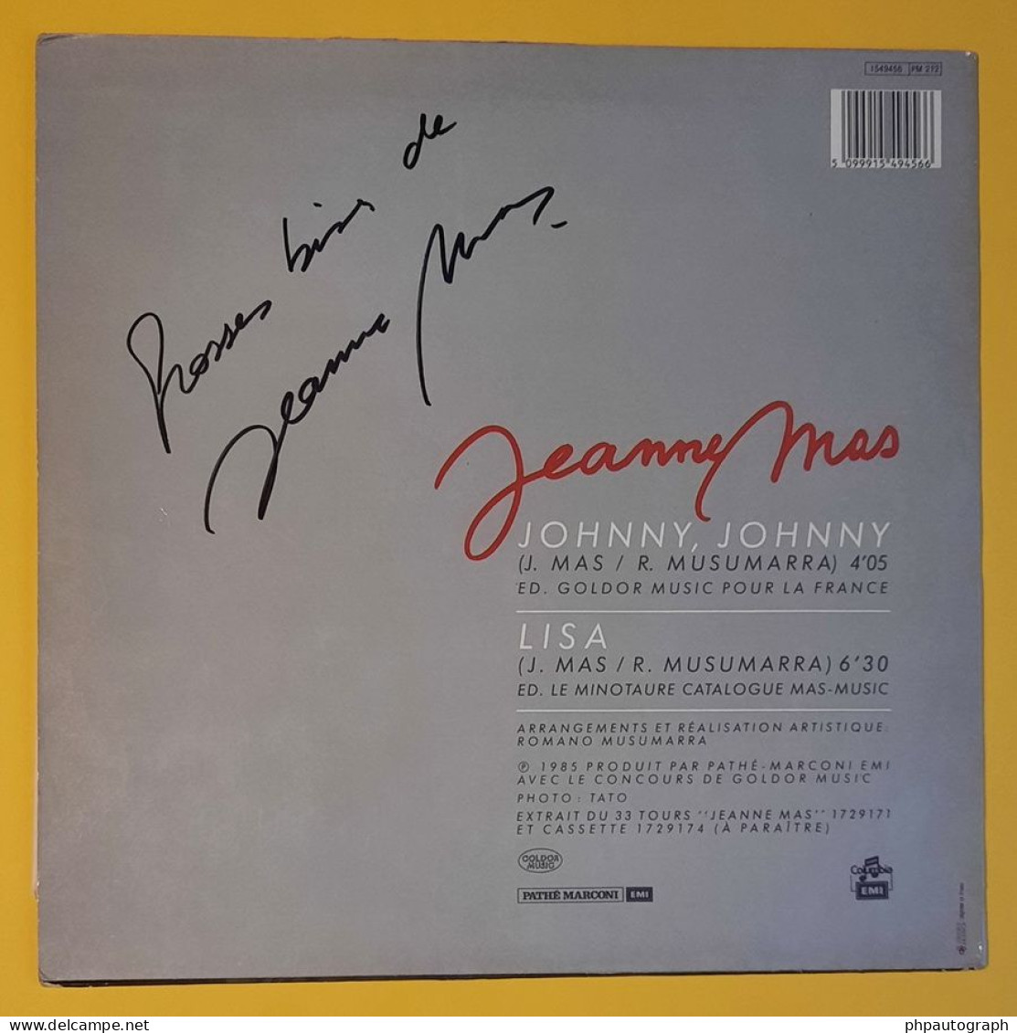 Jeanne Mas - Johnny, Johnny - Rare Maxi-single Vinyle Signé - 1985 - Singers & Musicians