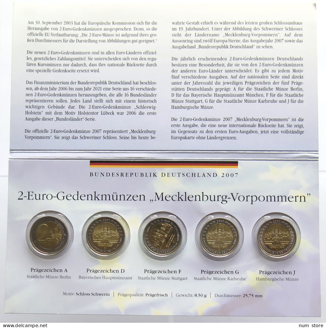 GERMANY BRD SET 2007 MECKLENBURG VORPOMERN #bs19 0063 - Germania