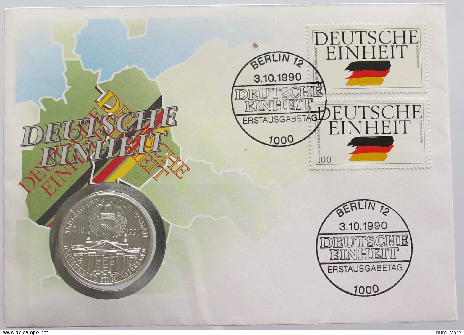 GERMANY BRD MEDAL 1990 DEUTSCHE EINHEIT NUMISBRIEF STATIONERY #bs18 0219 - Altri & Non Classificati