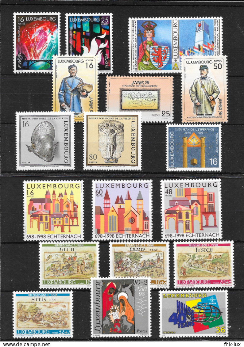 TIMBRES NEUFS LUXEMBOURG ANNEE 1998 COMPLETE - Ganze Jahrgänge