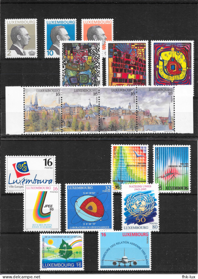 TIMBRES NEUFS LUXEMBOURG ANNEE 1995 COMPLETE - Años Completos