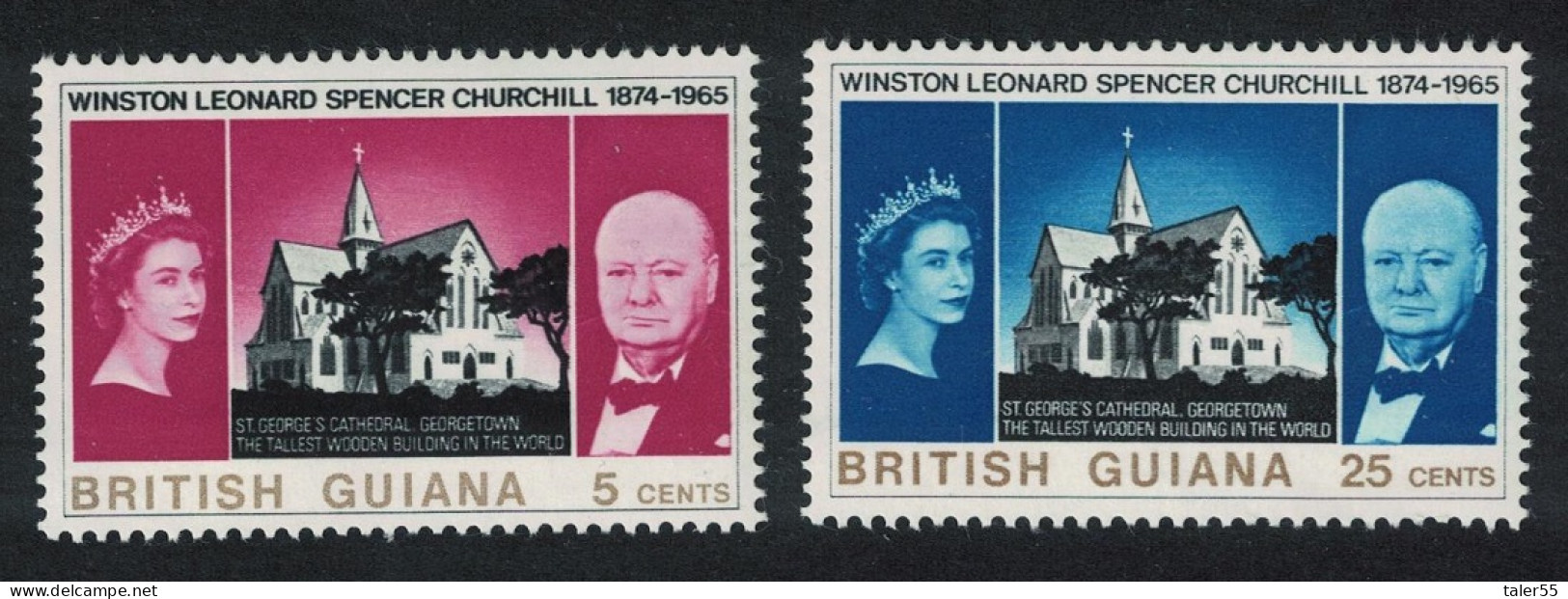 Br. Guyana Churchill Commemoration 2v 1966 MNH SG#374-375 - Rhodesien & Nyasaland (1954-1963)