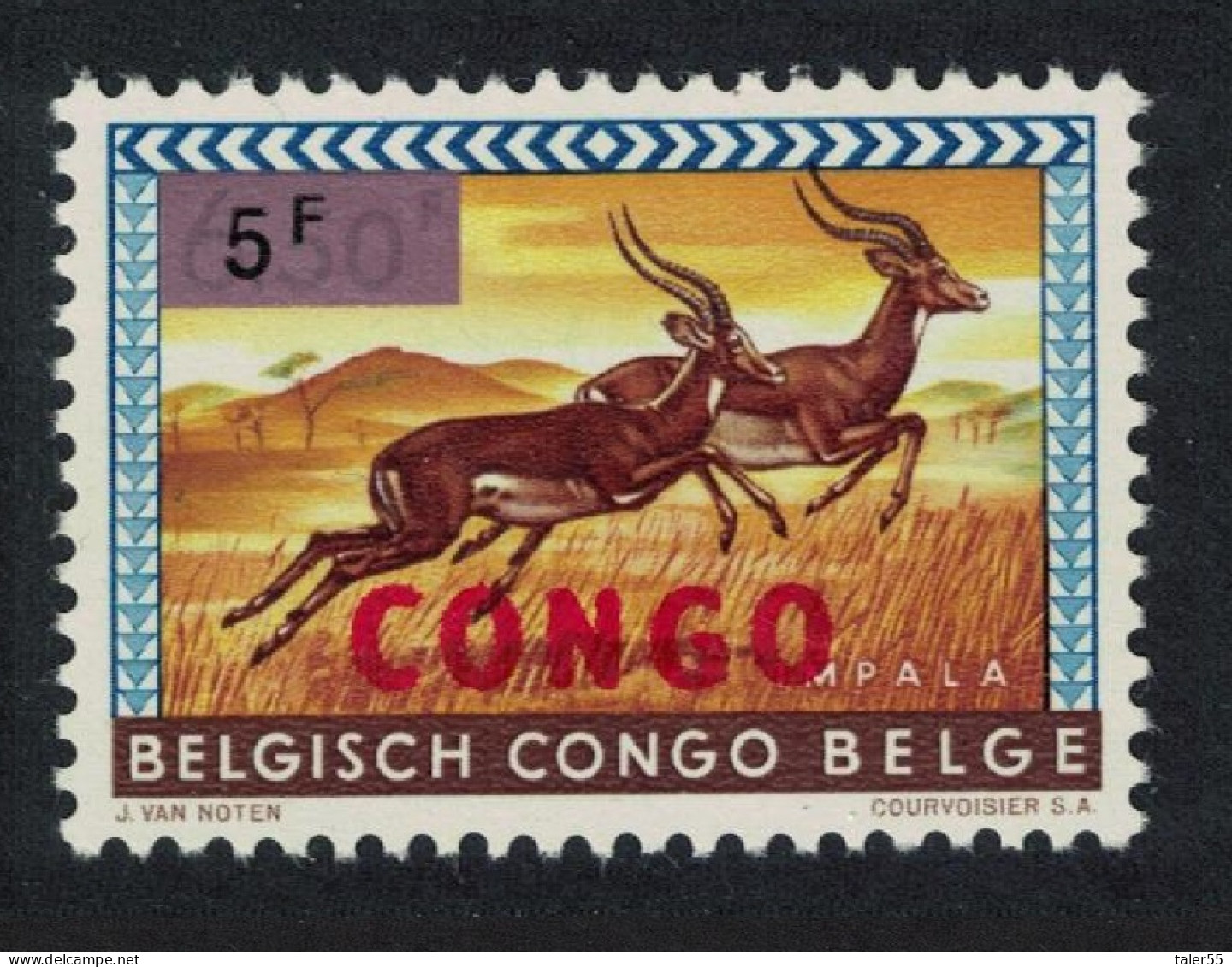 DR Congo Impala Antelope Red Overprint 5f 1964 MNH SG#526 MI#186 - Nuovi