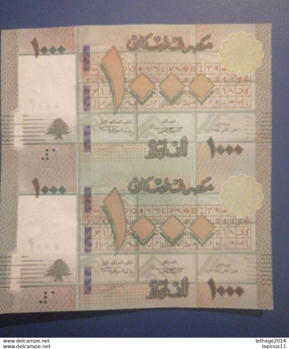 Liban Lebanon 2 Billets 1000 Livres UNCUT RARE 2016 SPECIAL ISSUE AND NUMBER - Yémen