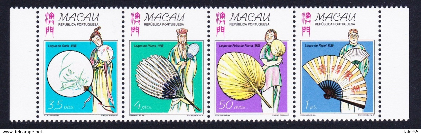 Macao Macau Fans Strip Of 4v 1997 MNH SG#1007-1010 MI#932-935 Sc#896a - Ungebraucht